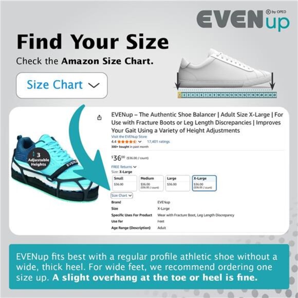 Shoe Lift for Walking Boot I Adult Size Medium I Shoe Balancer for Use main image 6